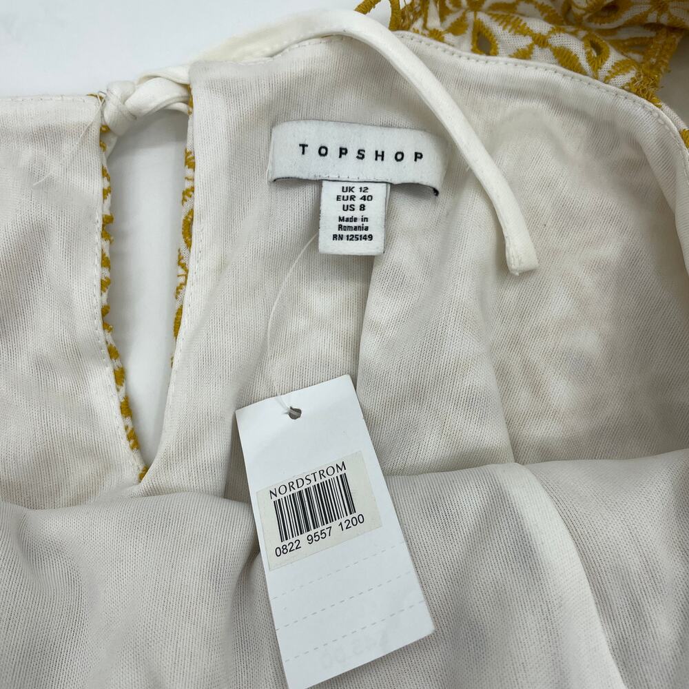 New TOPSHOP Women's Dress Size 8 Broderie Eyelet Mini Ruffle Sleeveless Summer - Picture 8 of 9
